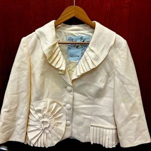 NEVER WORN! Anthropologie Tabitha Cream Short Jacket, Size 10